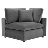 Commix Down Filled Overstuffed Performance Velvet 6-Piece Sectional Sofa Gray EEI-4824-GRY