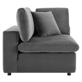 Commix Down Filled Overstuffed Performance Velvet 6-Piece Sectional Sofa Gray EEI-4824-GRY