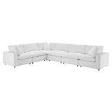 Commix Down Filled Overstuffed Performance Velvet 6-Piece Sectional Sofa White EEI-4824-WHI