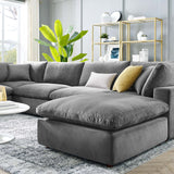 Commix Down Filled Overstuffed Performance Velvet 7-Piece Sectional Sofa Gray EEI-4825-GRY