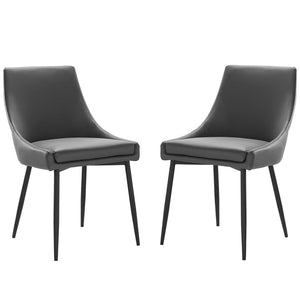 Viscount Vegan Leather Dining Chairs - Set of 2 Black Gray EEI-4827-BLK-GRY