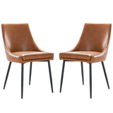 Viscount Vegan Leather Dining Chairs - Set of 2 Black Tan EEI-4827-BLK-TAN