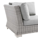Conway Outdoor Patio Wicker Rattan Corner Chair Light Gray Gray EEI-4838-LGR-GRY