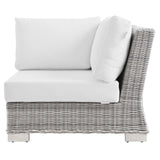 Conway Outdoor Patio Wicker Rattan Corner Chair Light Gray White EEI-4838-LGR-WHI