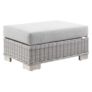 Conway Outdoor Patio Wicker Rattan Ottoman Light Gray Gray EEI-4839-LGR-GRY