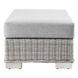 Conway Outdoor Patio Wicker Rattan Ottoman Light Gray Gray EEI-4839-LGR-GRY