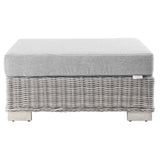 Conway Outdoor Patio Wicker Rattan Ottoman Light Gray Gray EEI-4839-LGR-GRY