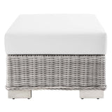 Conway Outdoor Patio Wicker Rattan Ottoman Light Gray White EEI-4839-LGR-WHI