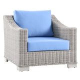 Conway Outdoor Patio Wicker Rattan Armchair Light Gray Light Blue EEI-4840-LGR-LBU