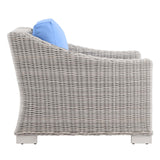 Conway Outdoor Patio Wicker Rattan Armchair Light Gray Light Blue EEI-4840-LGR-LBU