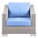 Conway Outdoor Patio Wicker Rattan Armchair Light Gray Light Blue EEI-4840-LGR-LBU