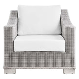 Conway Outdoor Patio Wicker Rattan Armchair Light Gray White EEI-4840-LGR-WHI