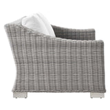 Conway Outdoor Patio Wicker Rattan Loveseat Light Gray White EEI-4841-LGR-WHI