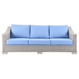 Conway Outdoor Patio Wicker Rattan Sofa Light Gray Light Blue EEI-4842-LGR-LBU