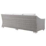 Conway Outdoor Patio Wicker Rattan Sofa Light Gray White EEI-4842-LGR-WHI