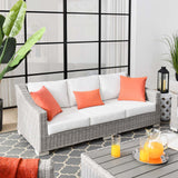 Conway Outdoor Patio Wicker Rattan Sofa Light Gray White EEI-4842-LGR-WHI