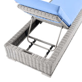 Conway Outdoor Patio Wicker Rattan Chaise Lounge Light Gray Light Blue EEI-4843-LGR-LBU