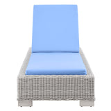 Conway Outdoor Patio Wicker Rattan Chaise Lounge Light Gray Light Blue EEI-4843-LGR-LBU