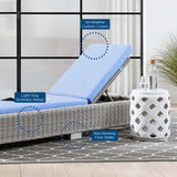 Conway Outdoor Patio Wicker Rattan Chaise Lounge Light Gray Light Blue EEI-4843-LGR-LBU