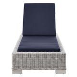 Conway Outdoor Patio Wicker Rattan Chaise Lounge Light Gray Navy EEI-4843-LGR-NAV