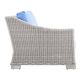 Conway Outdoor Patio Wicker Rattan Left-Arm Chair Light Gray Light Blue EEI-4845-LGR-LBU