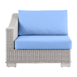 Conway Outdoor Patio Wicker Rattan Left-Arm Chair Light Gray Light Blue EEI-4845-LGR-LBU