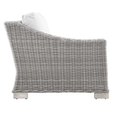 Conway Outdoor Patio Wicker Rattan Left-Arm Chair Light Gray White EEI-4845-LGR-WHI