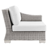 Conway Outdoor Patio Wicker Rattan Right-Arm Chair Light Gray White EEI-4846-LGR-WHI