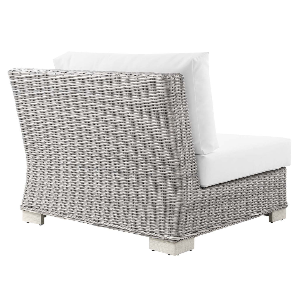 Conway Outdoor Patio Wicker Rattan Right-Arm Chair Light Gray White EEI-4846-LGR-WHI