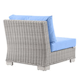 Conway Outdoor Patio Wicker Rattan Armless Chair Light Gray Light Blue EEI-4847-LGR-LBU