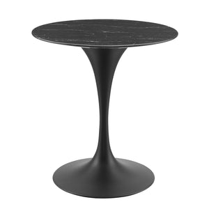 Lippa 28" Artificial Marble Dining Table Black Black EEI-4867-BLK-BLK