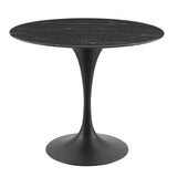 Lippa 36" Artificial Marble Dining Table Black Black EEI-4868-BLK-BLK