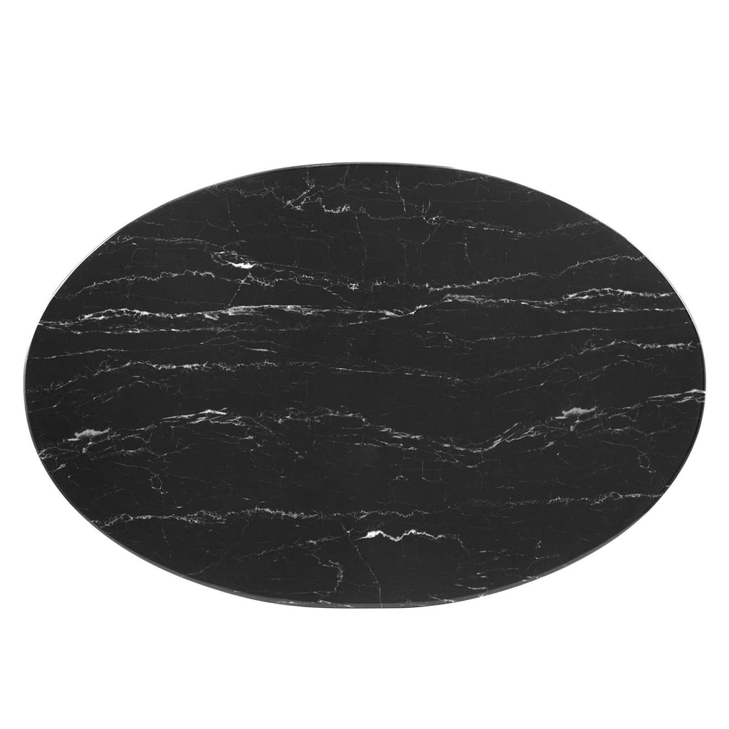 Lippa 42" Oval Artificial Marble Dining Table Black Black EEI-4869-BLK-BLK