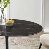 Lippa 42" Oval Artificial Marble Dining Table Black Black EEI-4869-BLK-BLK