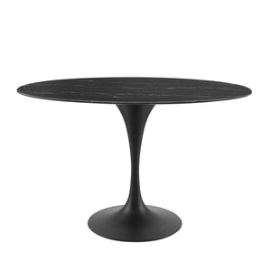 Lippa 48" Artificial Marble Dining Table Black Black EEI-4870-BLK-BLK