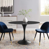 Lippa 48" Artificial Marble Dining Table Black Black EEI-4870-BLK-BLK