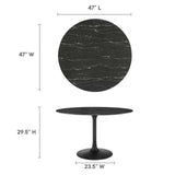 Modway Furniture Lippa 47" Artificial Marble Dining Table Black Black EEI-4877-BLK-BLK
