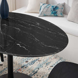 Modway Furniture Lippa 54" Artificial Marble Oval Dining Table Default Title EEI-4880-BLK-BLK