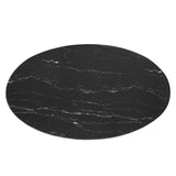 Lippa 48" Oval Artificial Marble Coffee Table Black Black EEI-4886-BLK-BLK