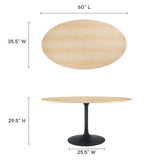 Modway Furniture Lippa 60" Wood Oval Dining Table Black Natural EEI-4887-BLK-NAT