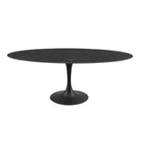 Lippa 78" Oval Artificial Marble Dining Table Black Black EEI-4889-BLK-BLK