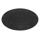 Lippa 78" Oval Artificial Marble Dining Table Black Black EEI-4889-BLK-BLK