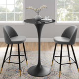Modway Furniture Lippa 28" Artificial Marble Bar Table Black Black EEI-4892-BLK-BLK