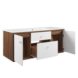 Transmit 48" Wall-Mount Bathroom Vanity Walnut White EEI-4900-WAL-WHI