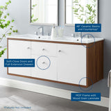 Transmit 48" Wall-Mount Bathroom Vanity Walnut White EEI-4901-WAL-WHI