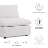 Commix Overstuffed Outdoor Patio Armless Chair White EEI-4902-WHI