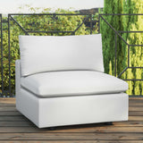 Commix Overstuffed Outdoor Patio Armless Chair White EEI-4902-WHI