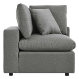 Commix Overstuffed Outdoor Patio Corner Chair Charcoal EEI-4904-CHA