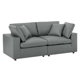 Commix Down Filled Overstuffed Vegan Leather Loveseat Gray EEI-4913-GRY