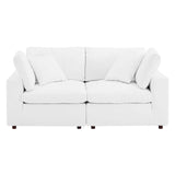 Commix Down Filled Overstuffed Vegan Leather Loveseat White EEI-4913-WHI